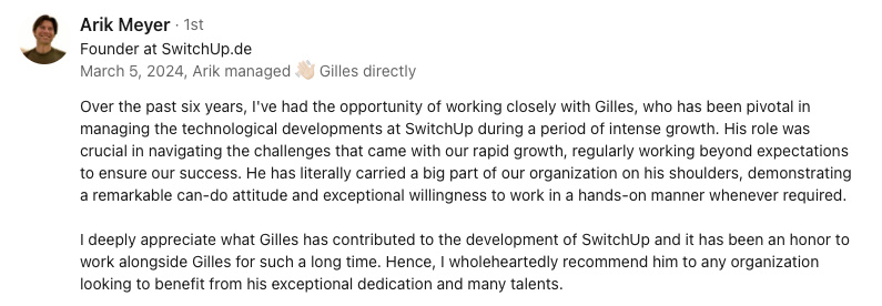 Arik Meyer's Endorsement of Gilles Crofils